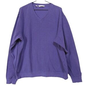 Cutter & Buck Pullover Sweater Mens Large Purple Good V-Neck Cotton Long Sleeve